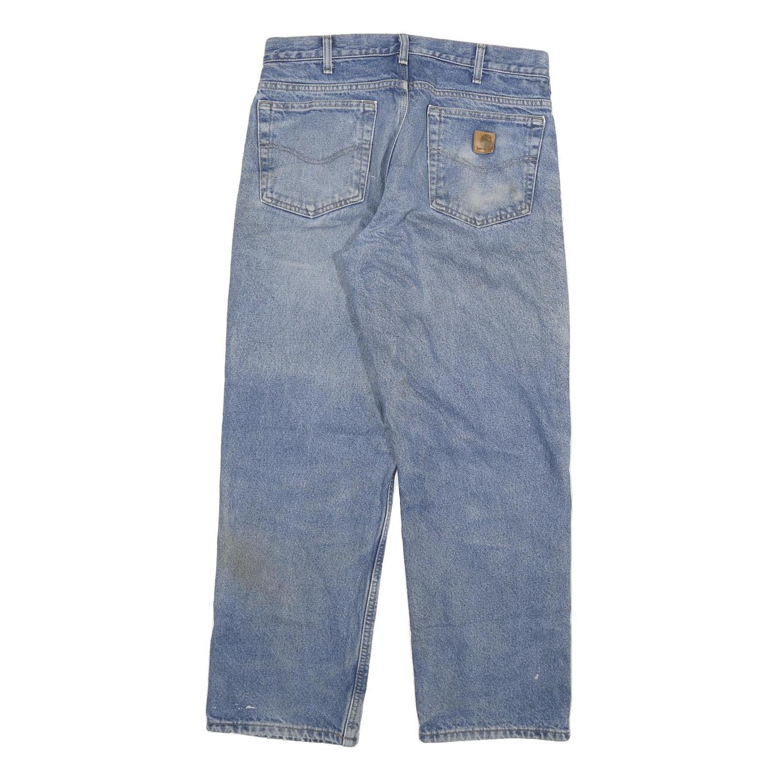 CARHARTT Mens Blue Regular Straight Denim Rinse W32 L30 Durable Cotton Blend
