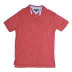 TOMMY HILFIGER Mens Red Short Sleeve Plain Polo Shirt L Cotton Casual