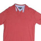 TOMMY HILFIGER Mens Red Short Sleeve Plain Polo Shirt L Cotton Casual