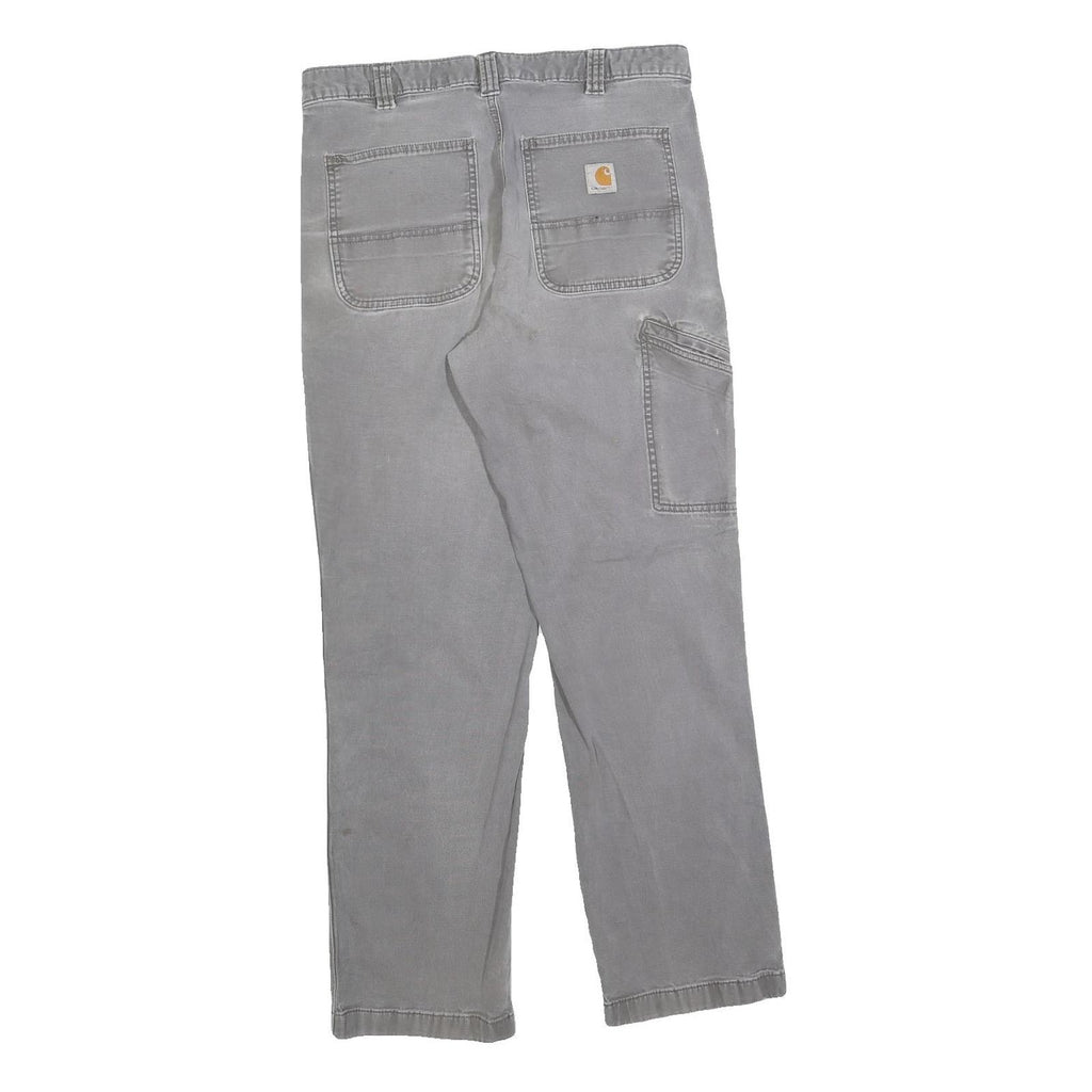 CARHARTT Mens Cotton Blend Grey Relaxed Fit Straight Trousers W34 L32 Workwear