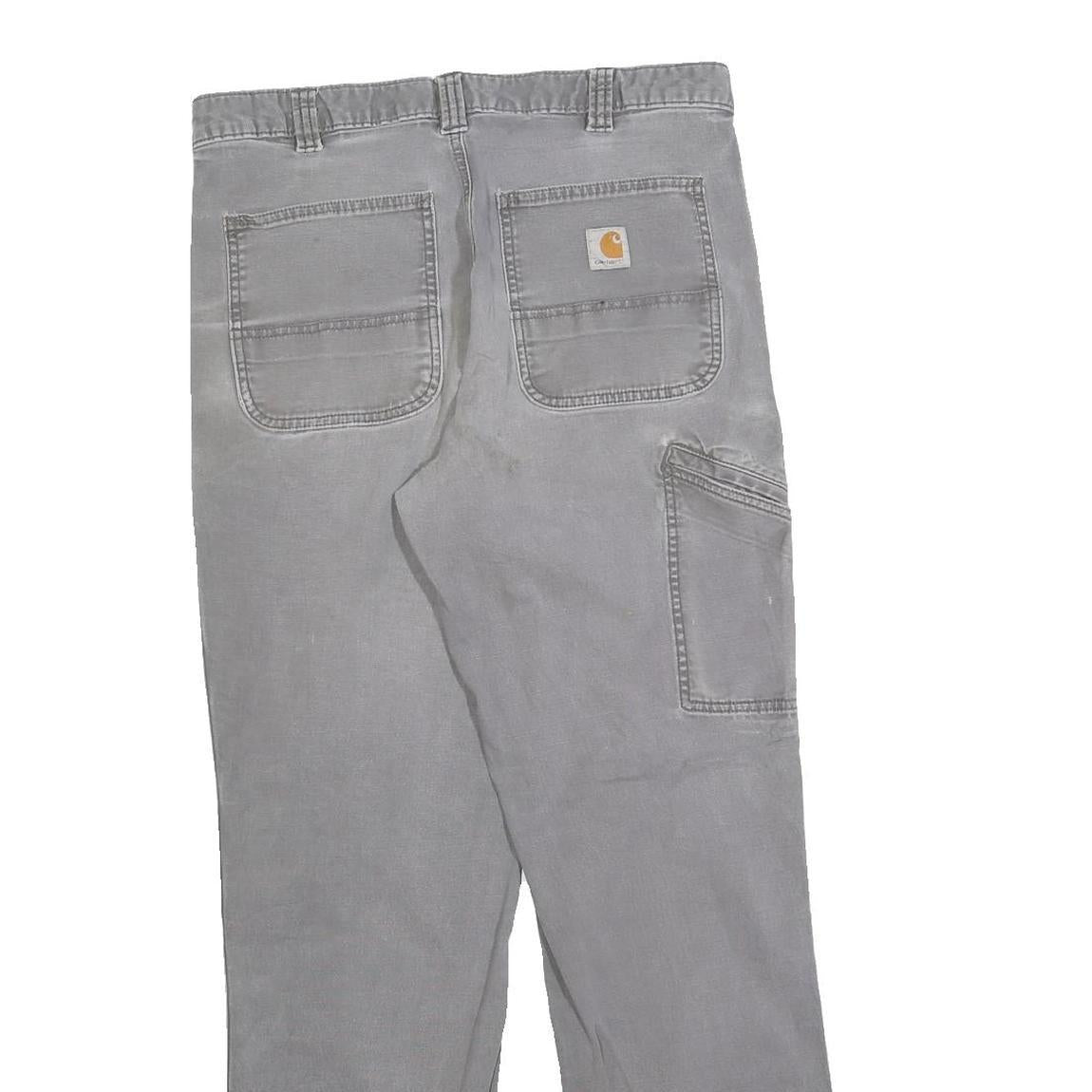 CARHARTT Mens Cotton Blend Grey Relaxed Fit Straight Trousers W34 L32 Workwear