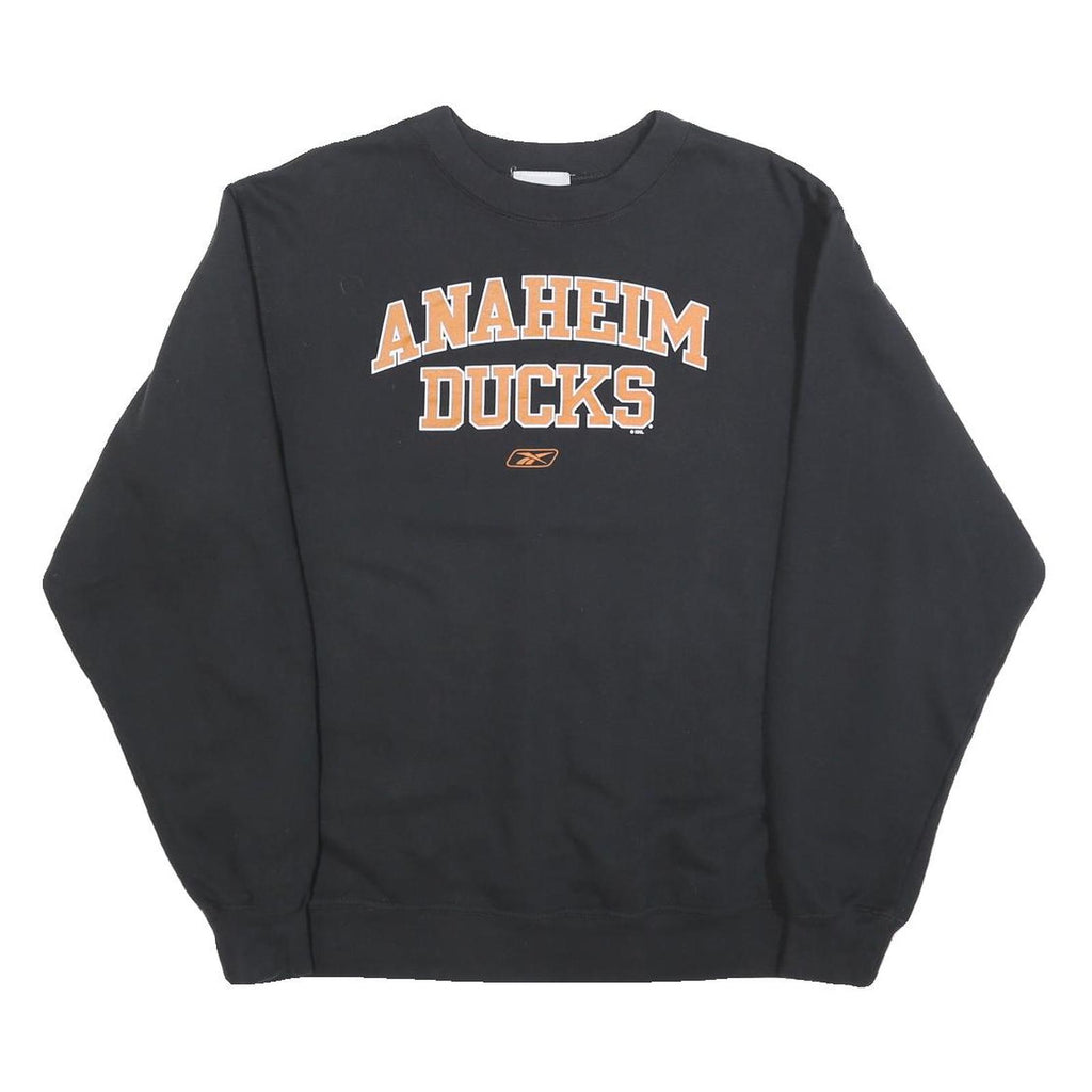 REEBOK Boys Black Anaheim Ducks Crew Neck XL Sweatshirt Cotton Blend Pullover