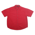 ULTRA CLUB Mens Red Cotton Short Sleeve Shirt XL Casual Button Front