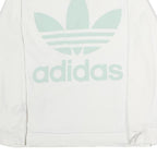 ADIDAS Womens White Cotton Crew Neck Sweatshirt UK 10 Large Logo Print