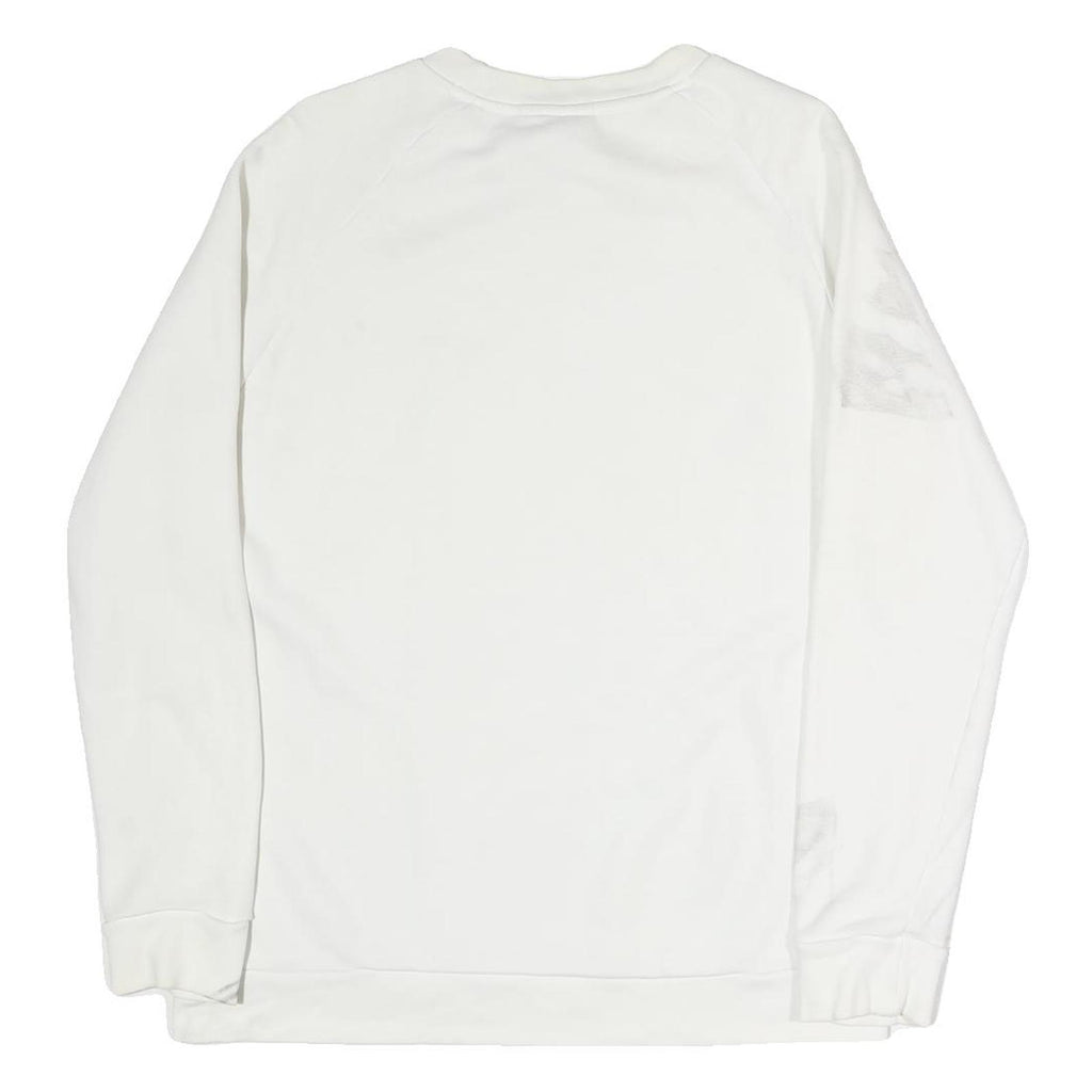 ADIDAS Womens White Cotton Crew Neck Sweatshirt UK 10 Large Logo Print