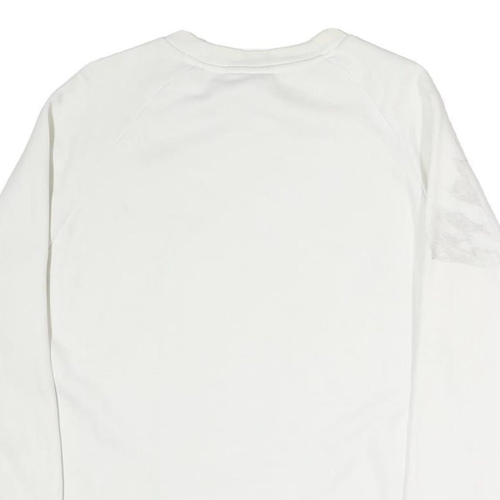 ADIDAS Womens White Cotton Crew Neck Sweatshirt UK 10 Large Logo Print