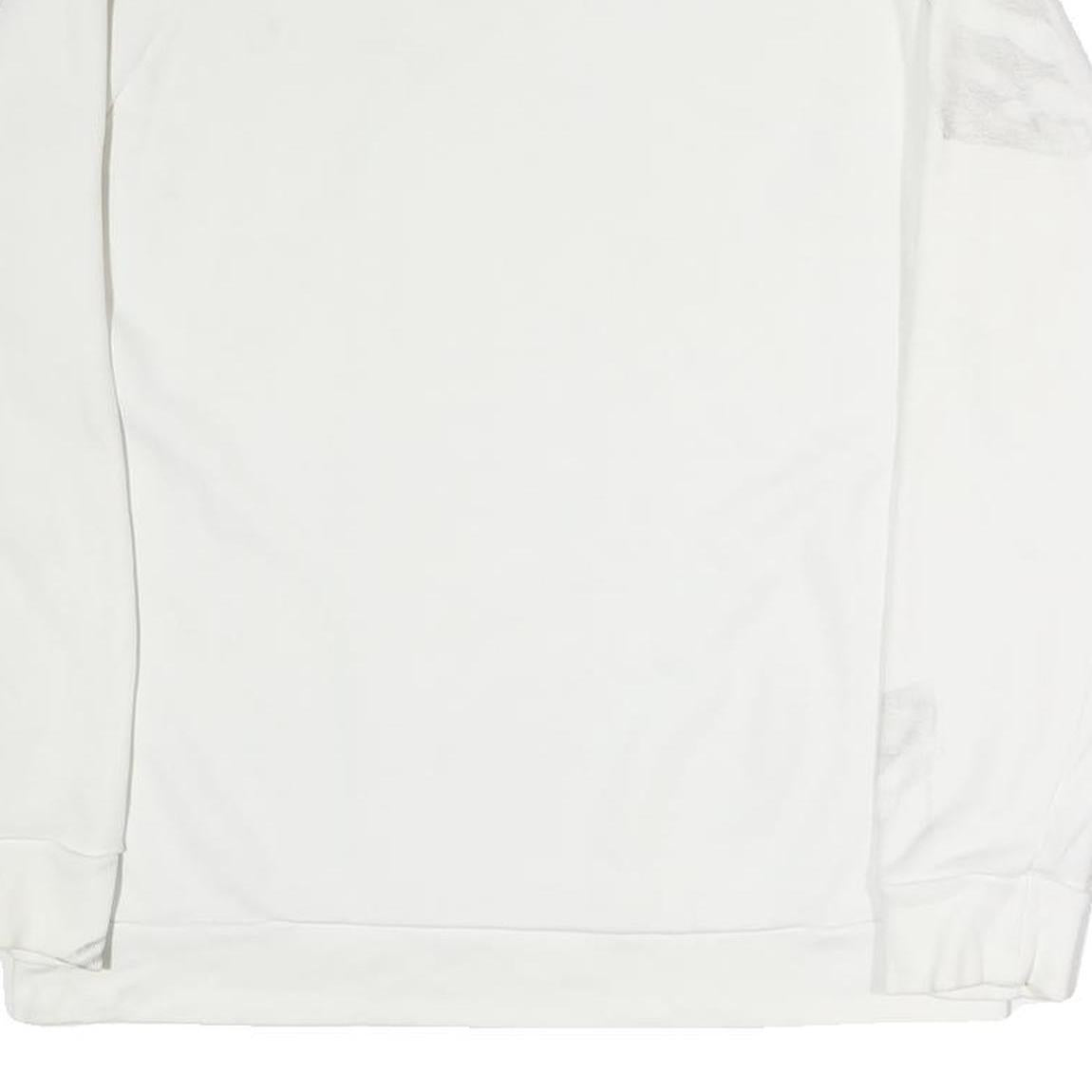 ADIDAS Womens White Cotton Crew Neck Sweatshirt UK 10 Large Logo Print