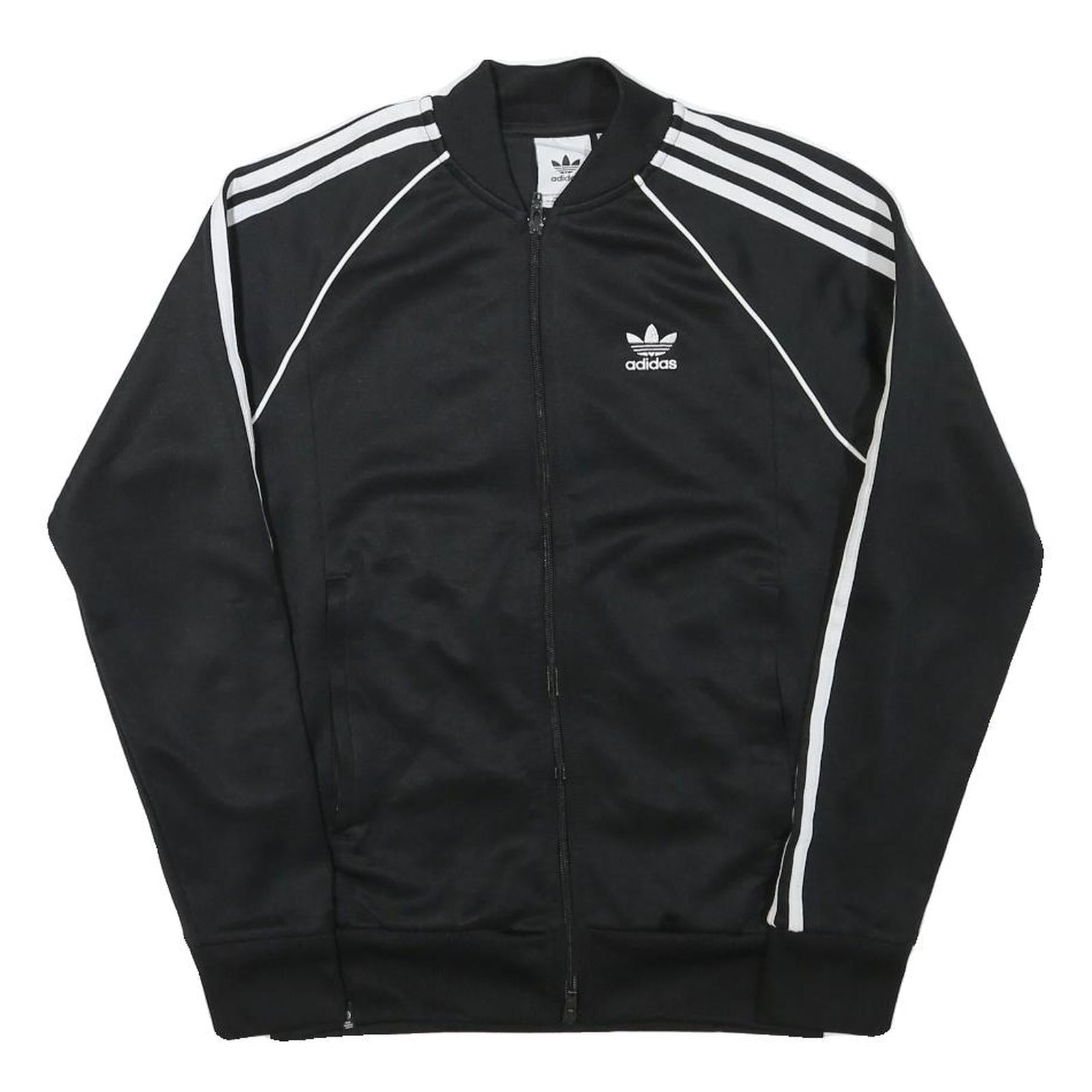 ADIDAS Mens Black & White Originals Track Jacket S Polyester Blend Zip Classic