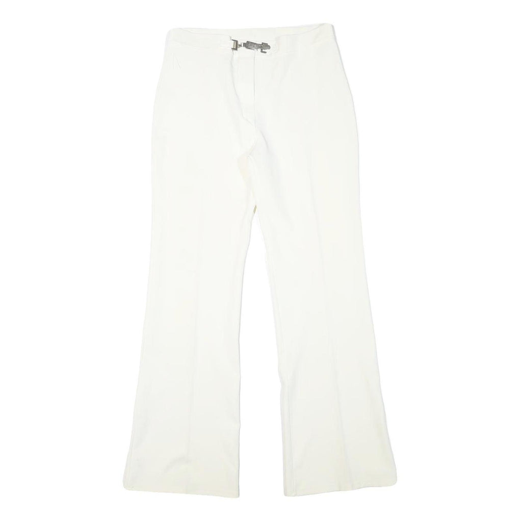Womens White Regular Fit Polyester Blend Trousers W28 L29 Zip Closure Elegant