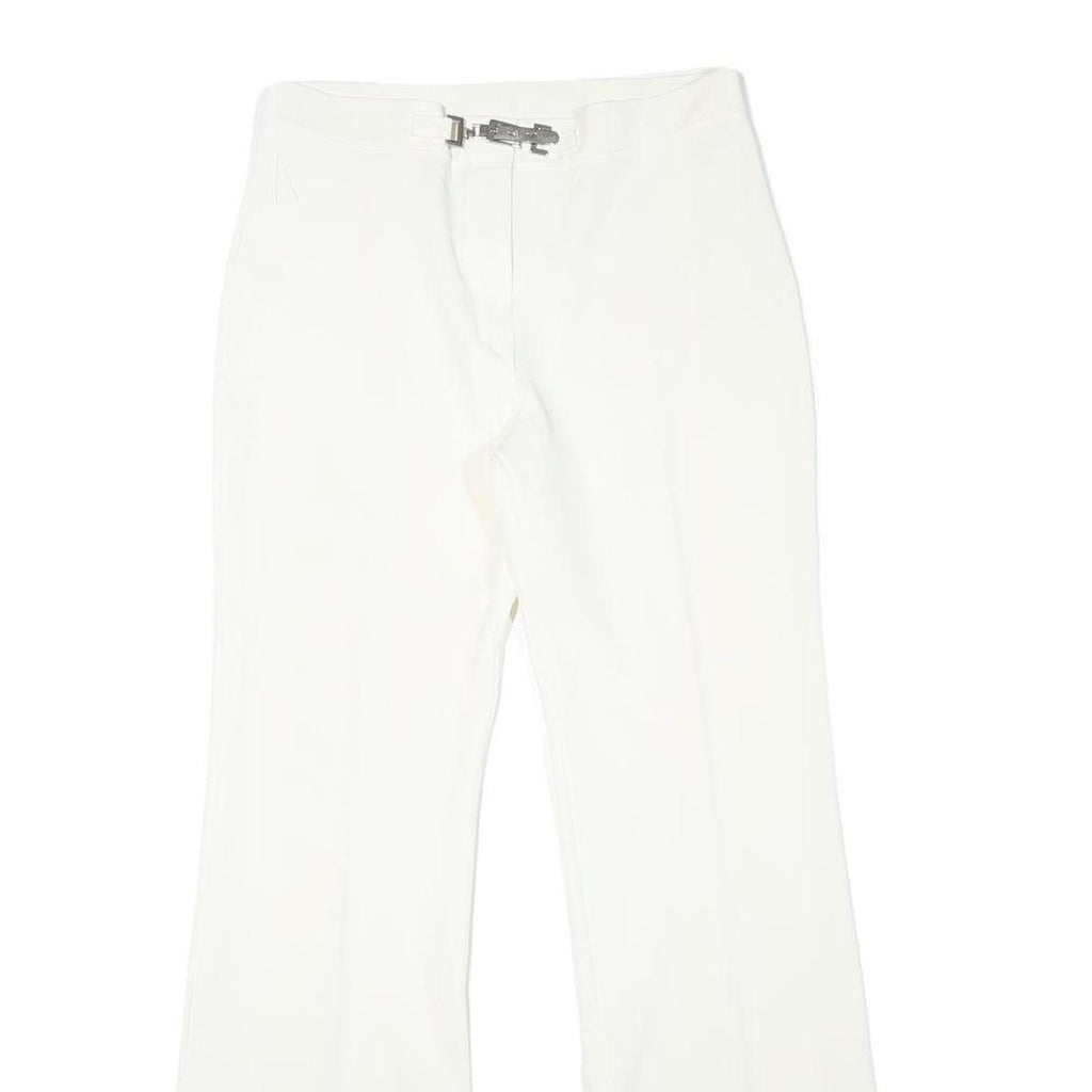 Womens White Regular Fit Polyester Blend Trousers W28 L29 Zip Closure Elegant