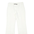 Womens White Regular Fit Polyester Blend Trousers W28 L29 Zip Closure Elegant