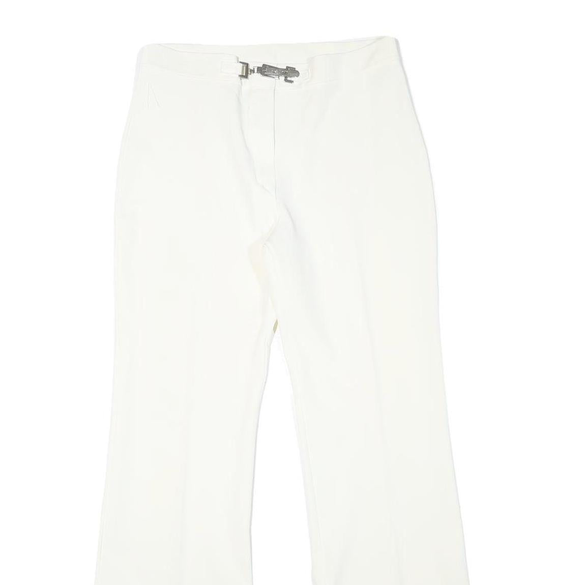 Womens White Regular Fit Polyester Blend Trousers W28 L29 Zip Closure Elegant