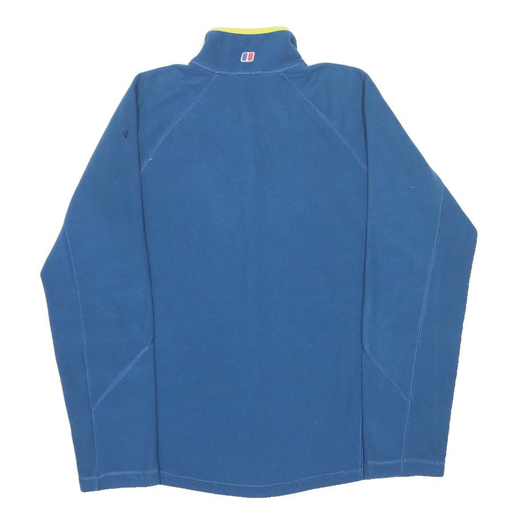 BERGHAUS Mens Blue & Green 1/4 Zip Fleece Sweatshirt S Outdoor Activewear