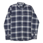 TOMMY HILFIGER Mens Blue White Check Shirt M Cotton Blend Casual Button-Down