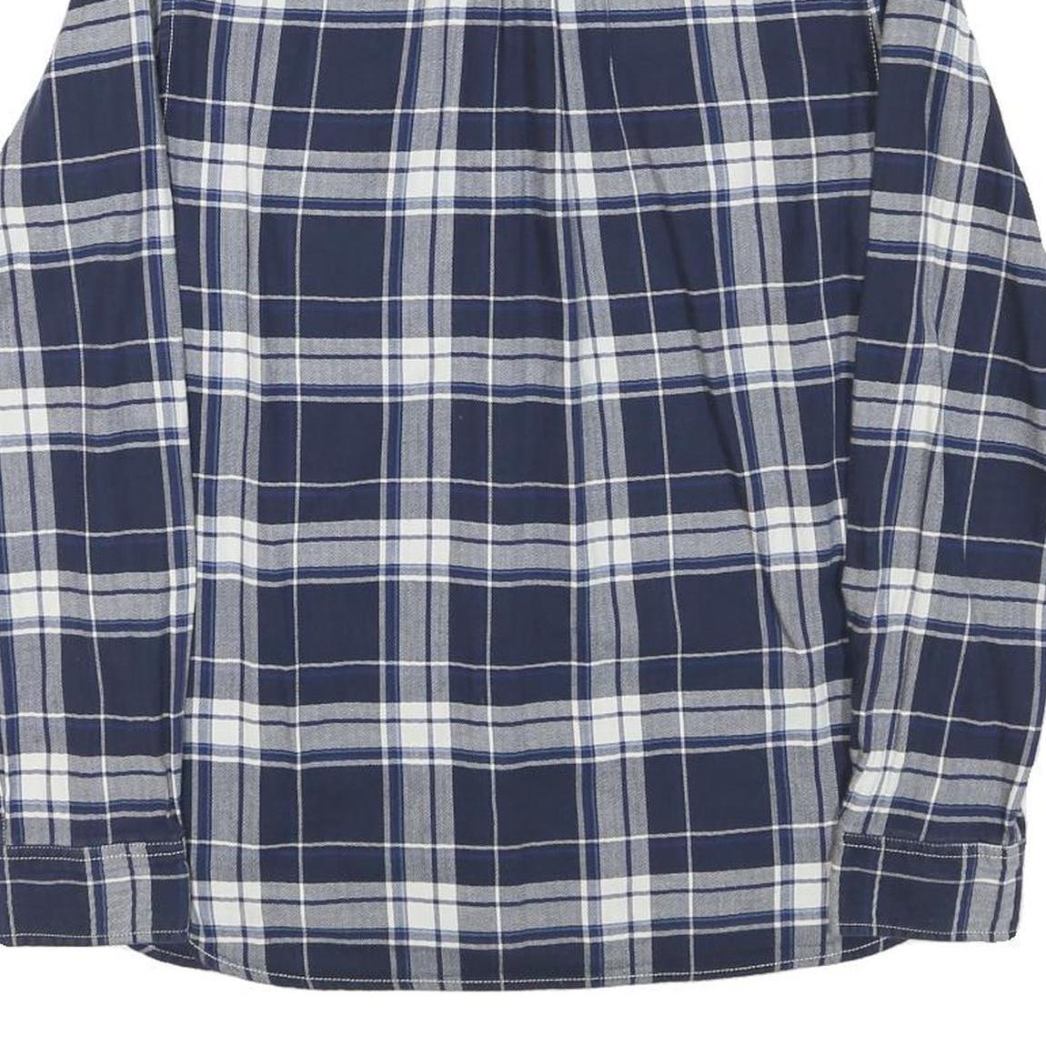 TOMMY HILFIGER Mens Blue White Check Shirt M Cotton Blend Casual Button-Down