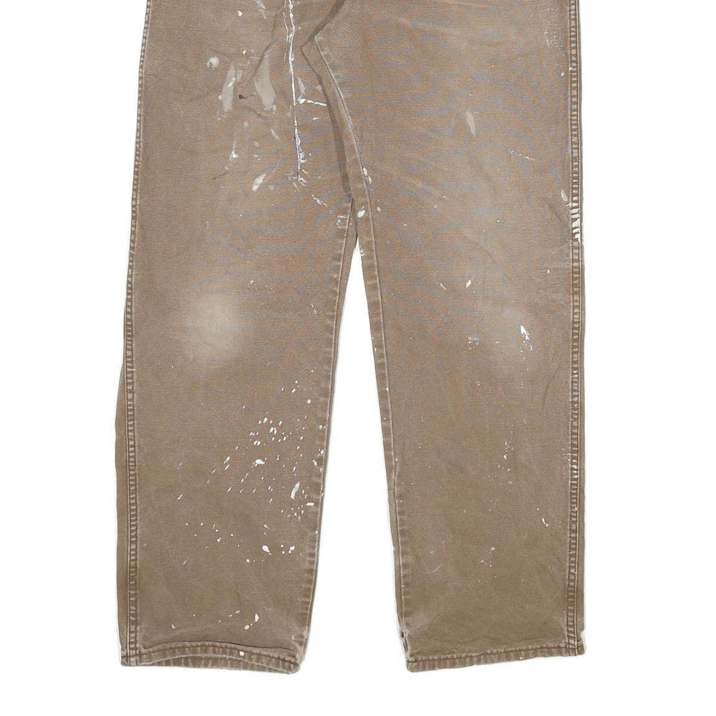 DICKIES Mens Relaxed Brown Jeans Denim Fair W34 L32 Workwear Paint Splatter