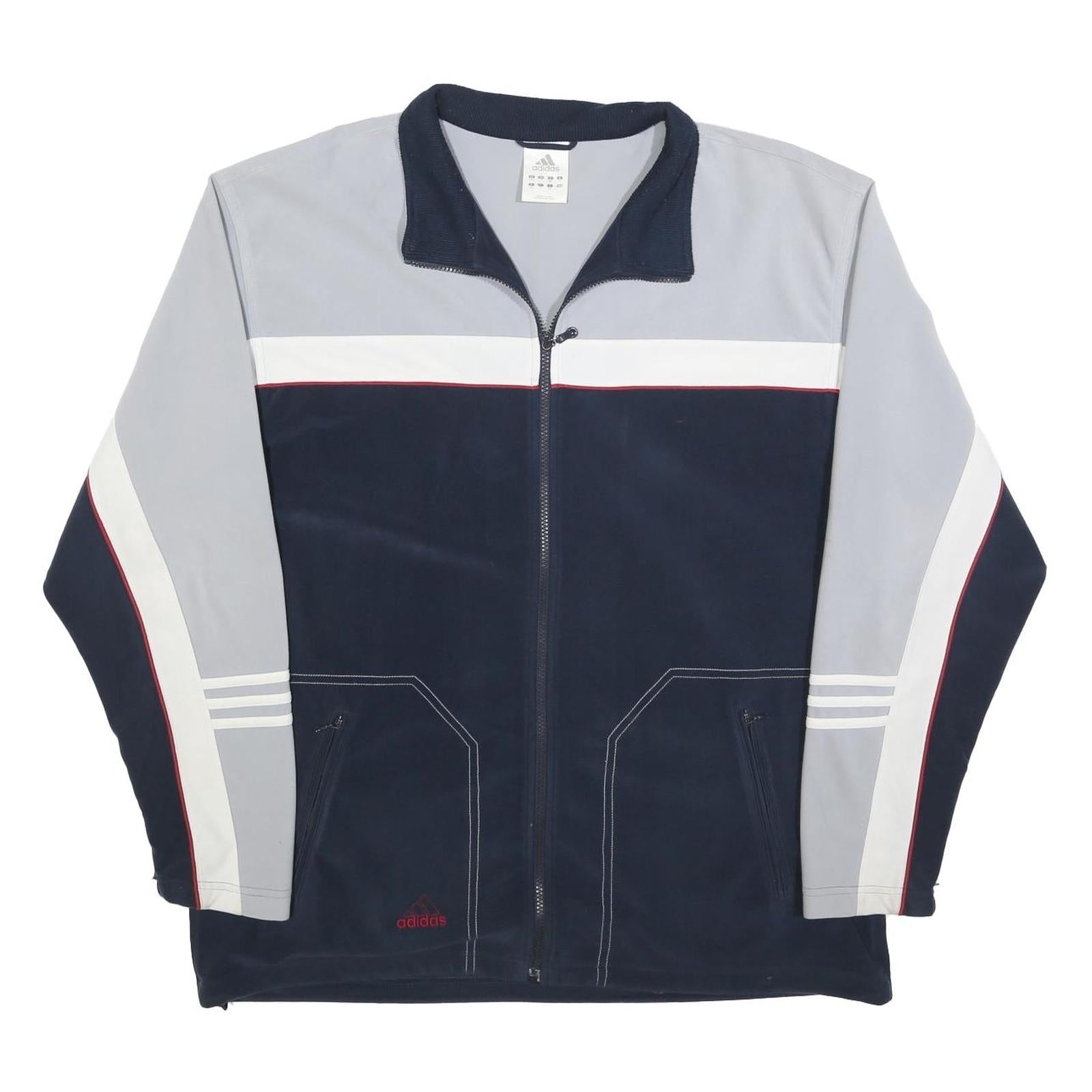 ADIDAS Mens Navy & Grey Colour Block Zip Jacket XL Polyester Sportswear Casual