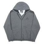 ADIDAS Mens Grey Full Zip Hoodie L Cotton Blend Casual Sportswear