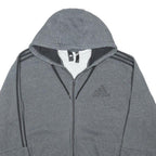 ADIDAS Mens Grey Full Zip Hoodie L Cotton Blend Casual Sportswear