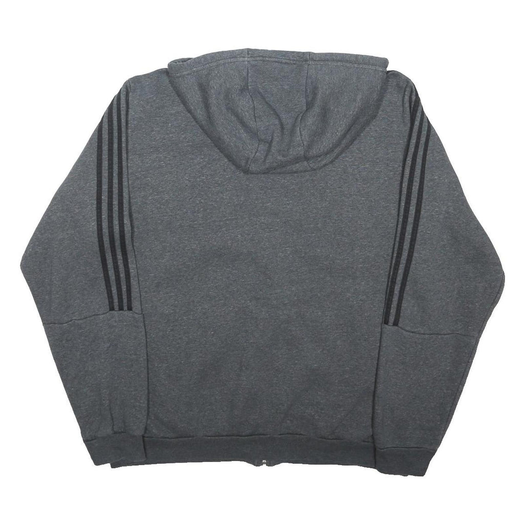 ADIDAS Mens Grey Full Zip Hoodie L Cotton Blend Casual Sportswear