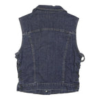 DKNY Womens Blue Denim Button Cotton Blend Sleeveless Vest Jacket M