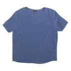 MADELEINE Womens Blue Basic Short Sleeve V-Neck Top L Lightweight