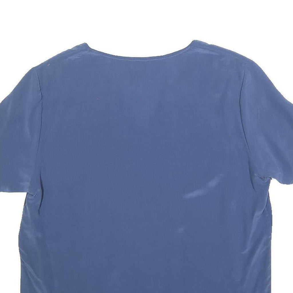 MADELEINE Womens Blue Basic Short Sleeve V-Neck Top L Lightweight