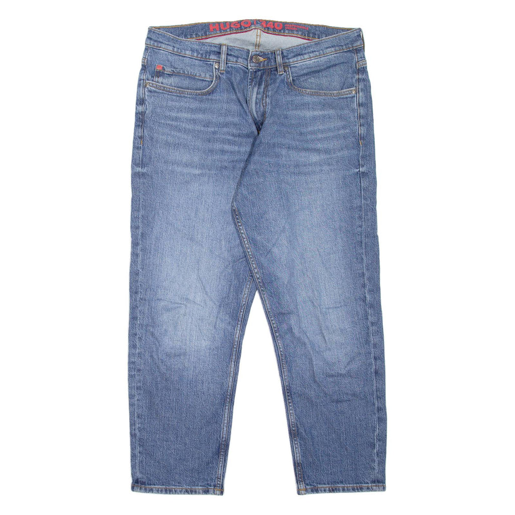 HUGO 340 Mens Jeans Blue Regular Tapered Stone Wash W34 L26