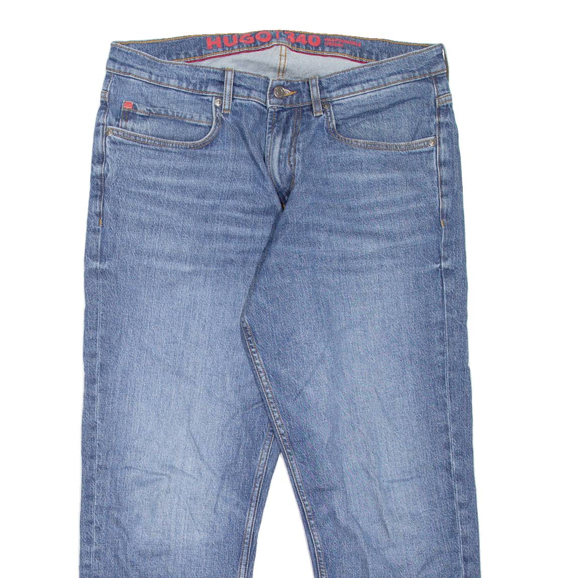 HUGO 340 Mens Jeans Blue Regular Tapered Stone Wash W34 L26