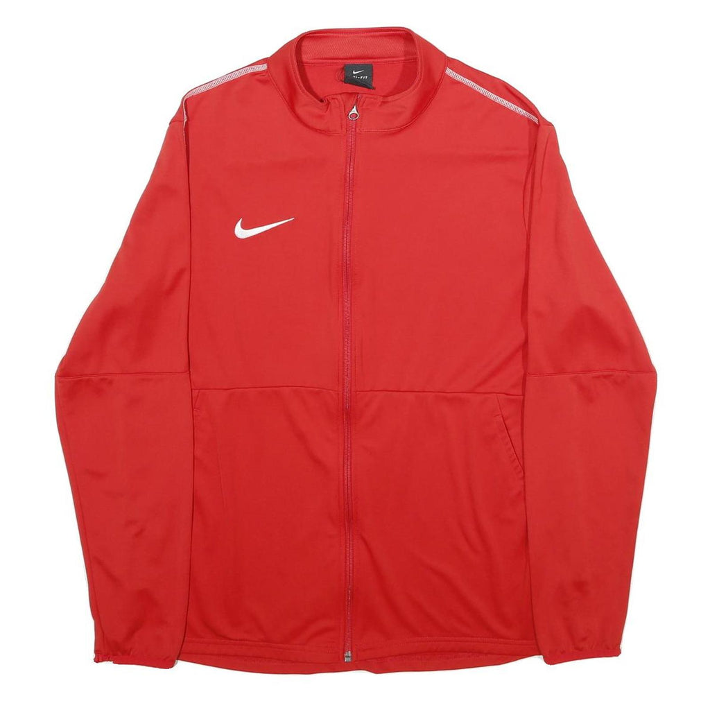 NIKE Mens Red Zip Jacket XL Polyester Plain Sportswear Activewear