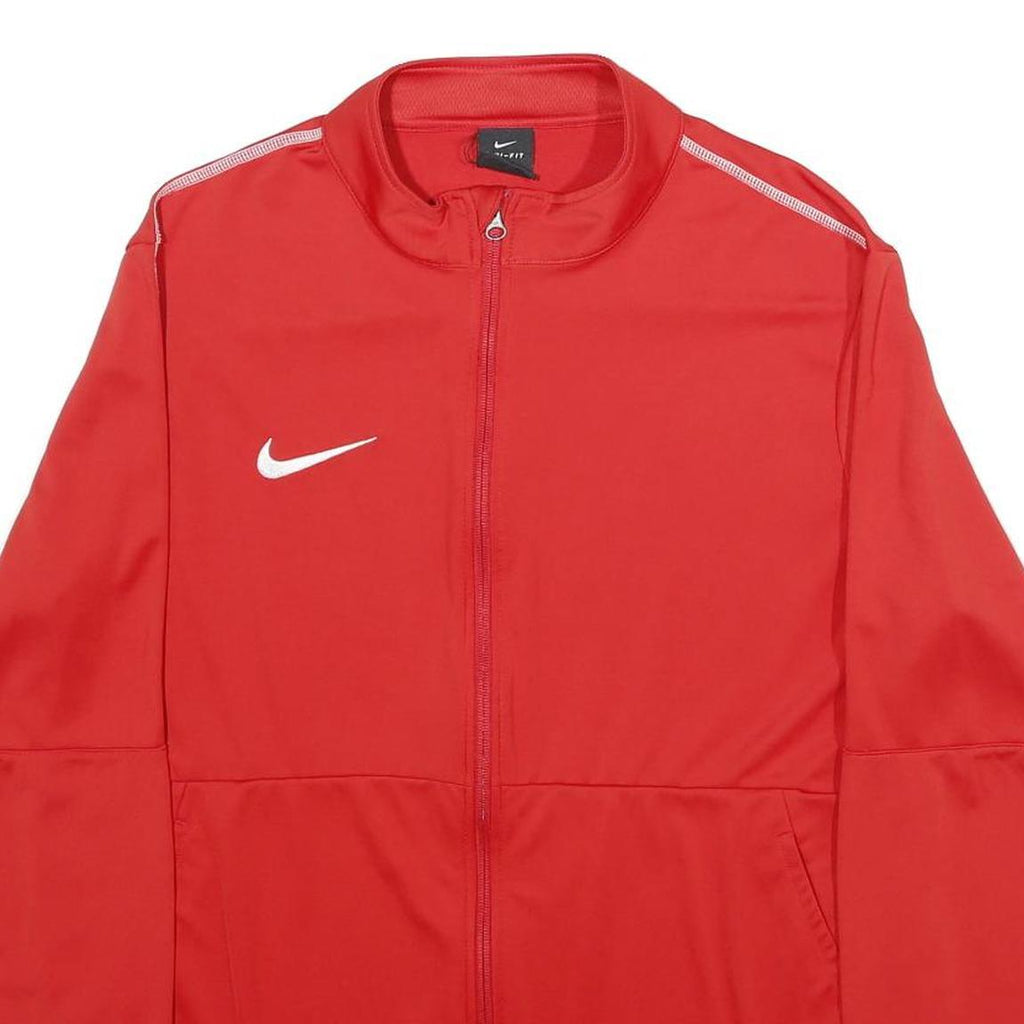 NIKE Mens Red Zip Jacket XL Polyester Plain Sportswear Activewear