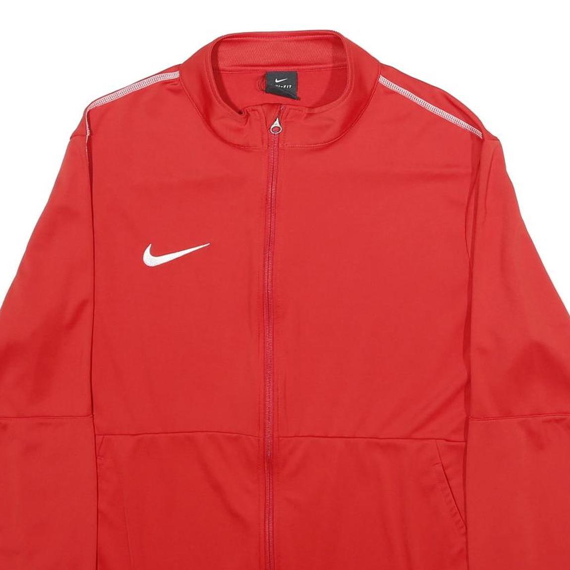 NIKE Mens Red Zip Jacket XL Polyester Plain Sportswear Activewear