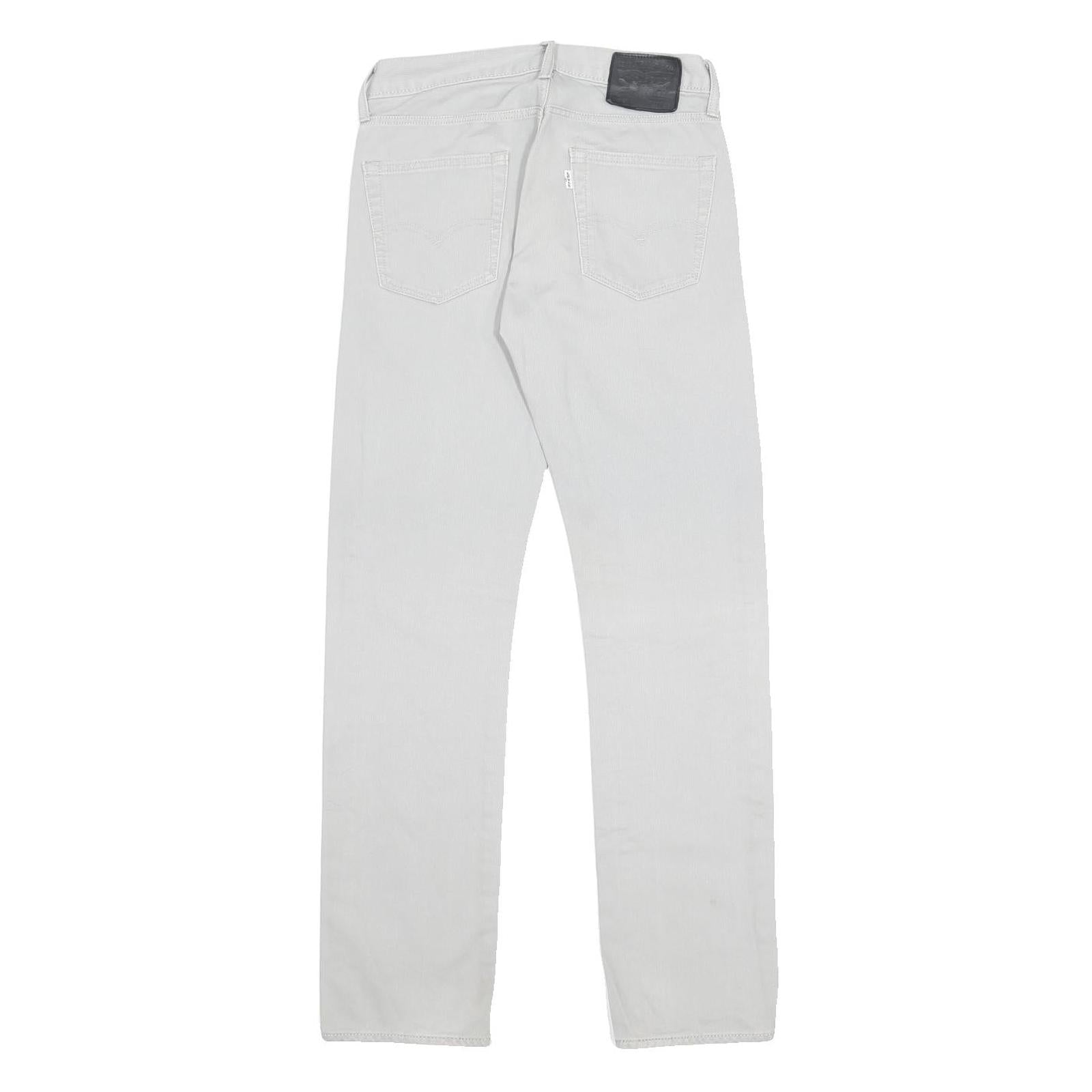 LEVI'S Mens Cotton Blend White Slim Straight Trousers W29 L32 Zip Closure Casual