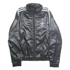 ADIDAS Womens Black Zip Track Jacket UK 10 Polyester Plain Sport Casual