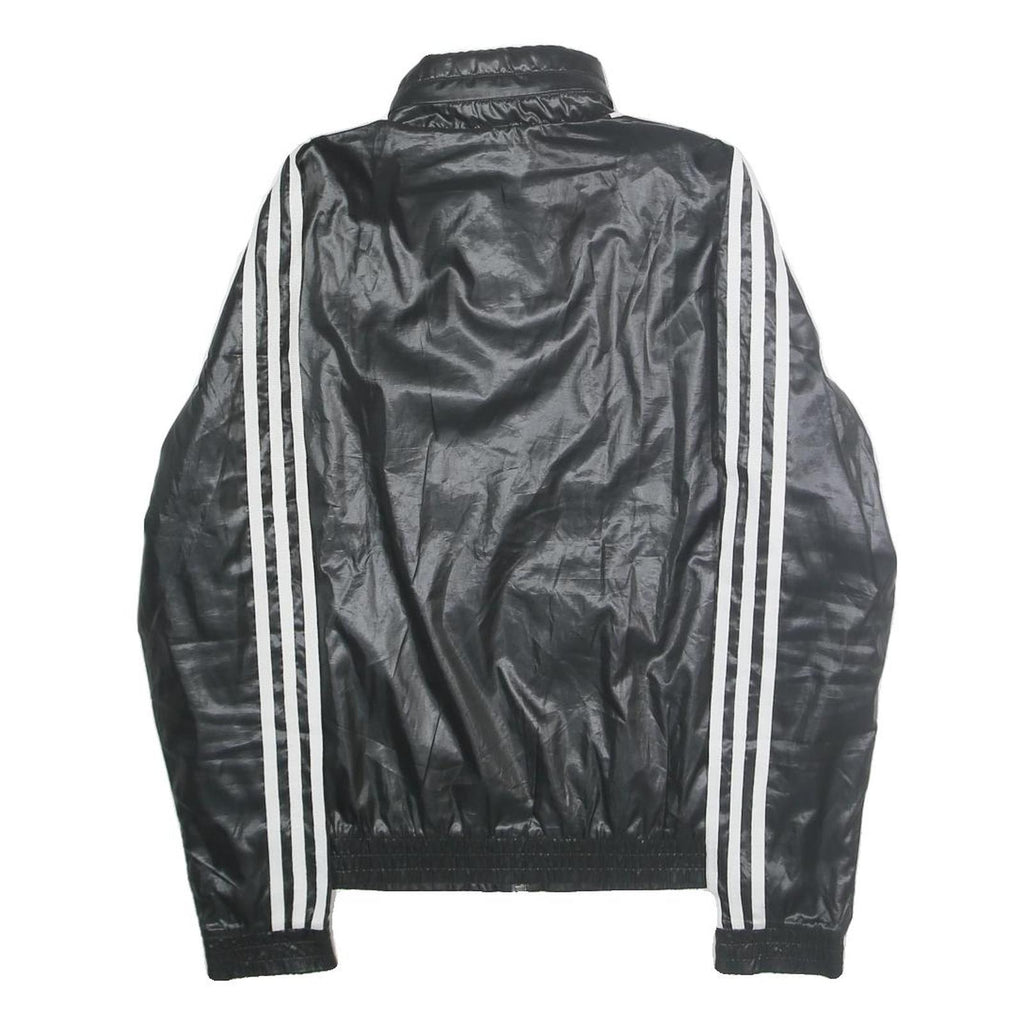 ADIDAS Womens Black Zip Track Jacket UK 10 Polyester Plain Sport Casual