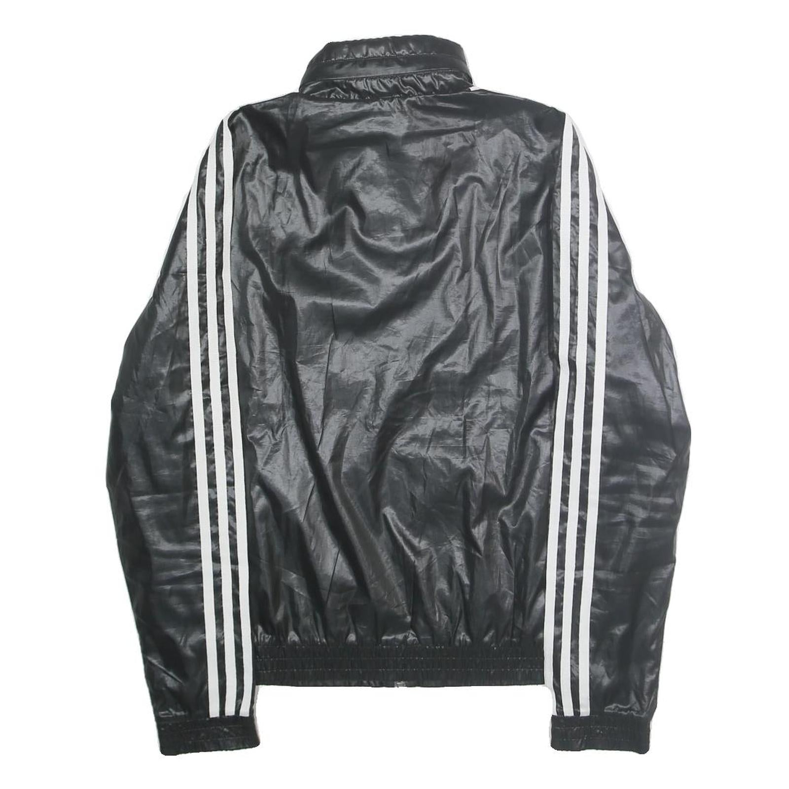 ADIDAS Womens Black Zip Track Jacket UK 10 Polyester Plain Sport Casual