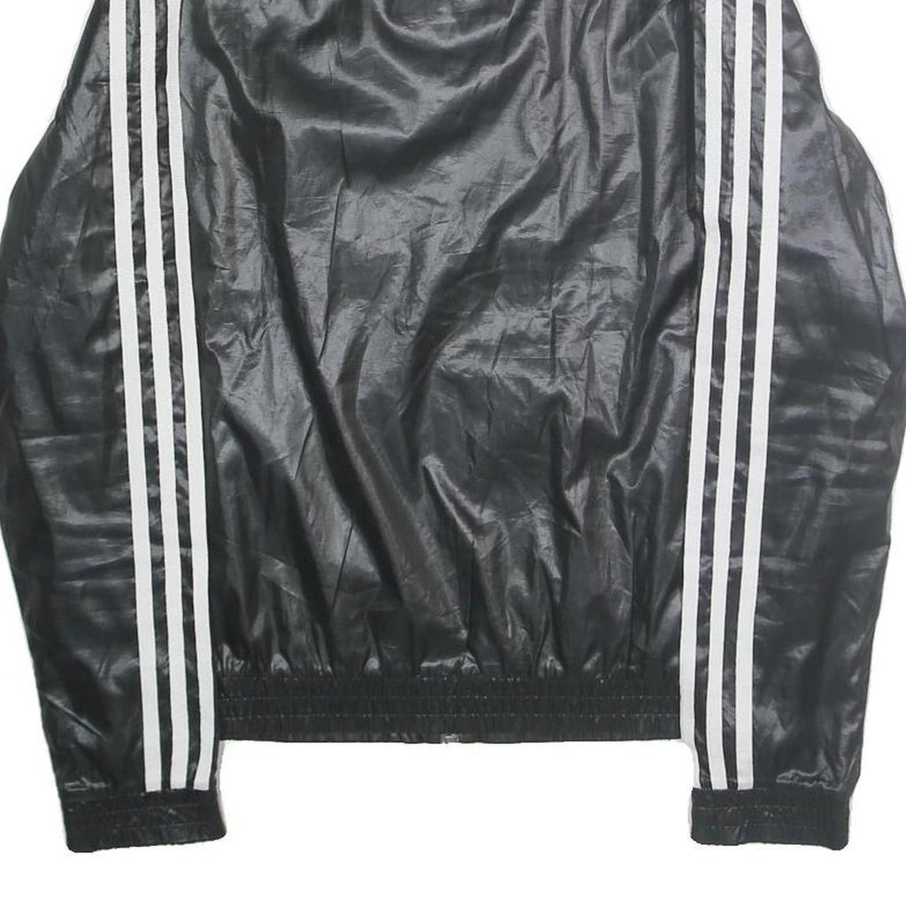 ADIDAS Womens Black Zip Track Jacket UK 10 Polyester Plain Sport Casual