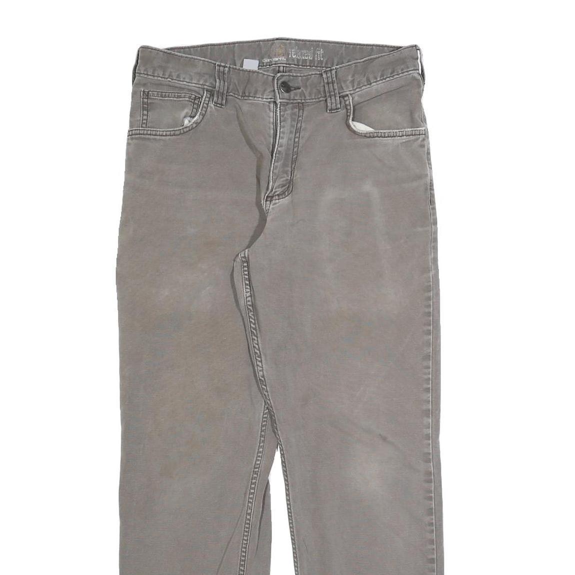 CARHARTT Relaxed Fit Mens Cotton Grey Workwear Trousers W30 L27 Zip Closure