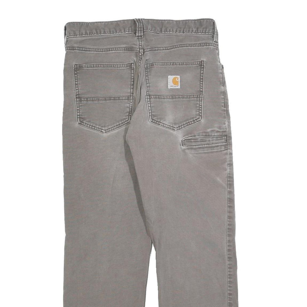 CARHARTT Relaxed Fit Mens Cotton Grey Workwear Trousers W30 L27 Zip Closure