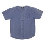 STUSSY Mens Blue Cotton Baseball Style Shirt L Casual Button Front