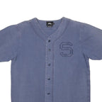 STUSSY Mens Blue Cotton Baseball Style Shirt L Casual Button Front