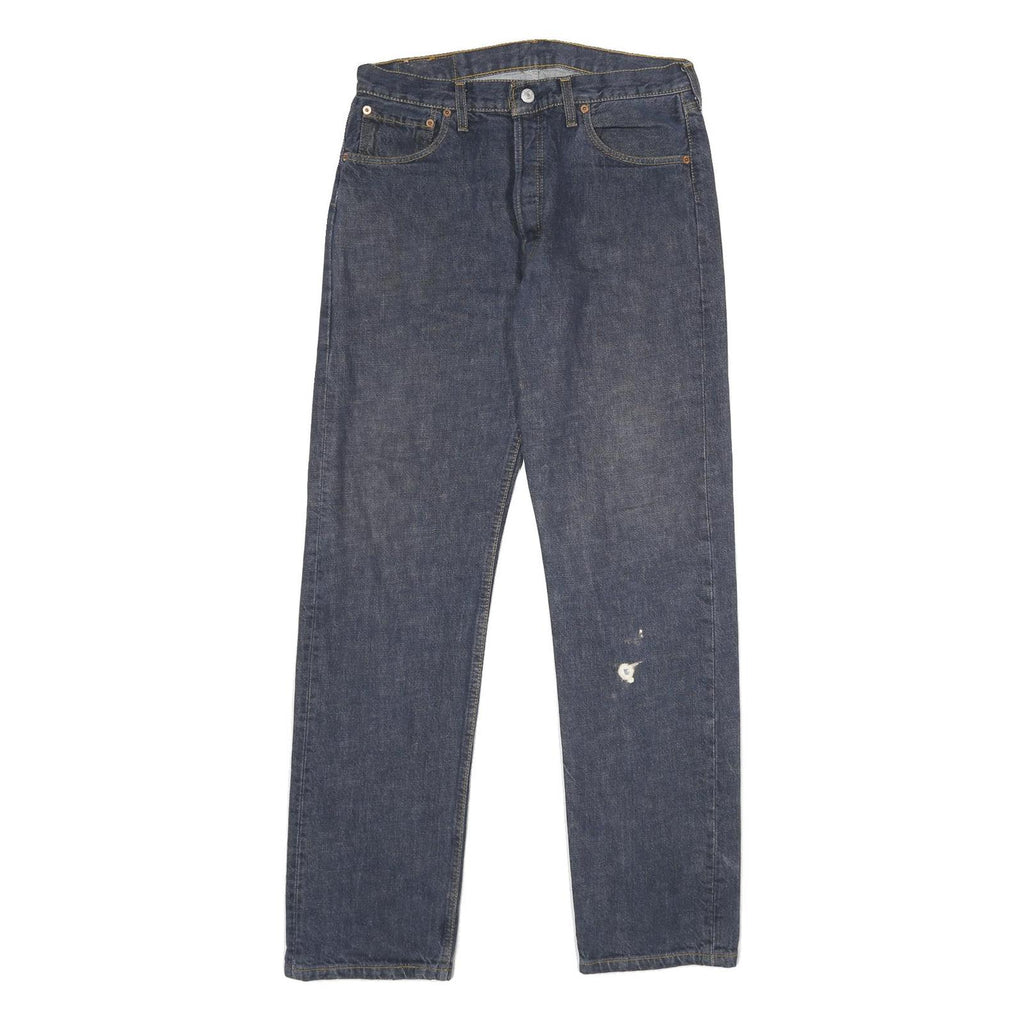 LEVI'S 501 Mens Jeans Blue Classic Straight Denim Medium W34 L34 Button Closure