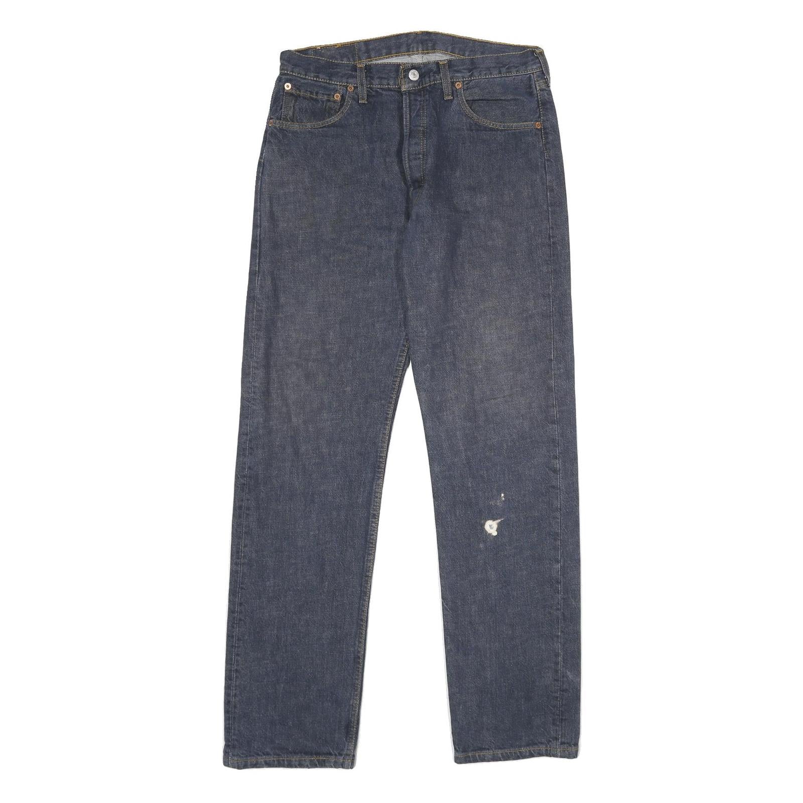 LEVI'S 501 Mens Jeans Blue Classic Straight Denim Medium W34 L34 Button Closure