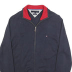 TOMMY HILFIGER Mens Navy & Red Plain Jumper Zip Crew Neck Cotton M