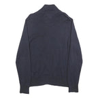 TOMMY HILFIGER Mens Navy & Red Plain Jumper Zip Crew Neck Cotton M