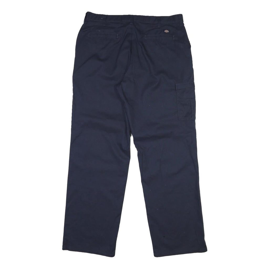 DICKIES Mens Cotton Navy Regular Straight Trousers W36 L32 Workwear Utility