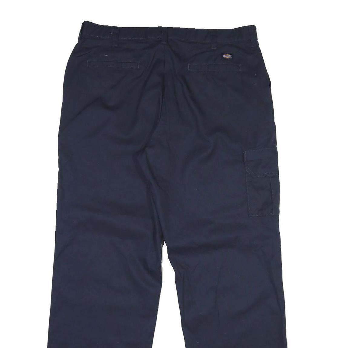 DICKIES Mens Cotton Navy Regular Straight Trousers W36 L32 Workwear Utility