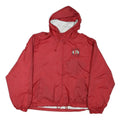 ULTRA CLUB Mens Red Hooded Nylon Track Jacket L Lightweight Zip Pockets