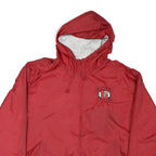 ULTRA CLUB Mens Red Hooded Nylon Track Jacket L Lightweight Zip Pockets