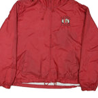 ULTRA CLUB Mens Red Hooded Nylon Track Jacket L Lightweight Zip Pockets